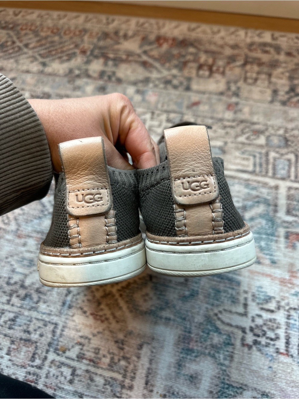 UGG womens Tan & Brown Slip-On knit Sneakers